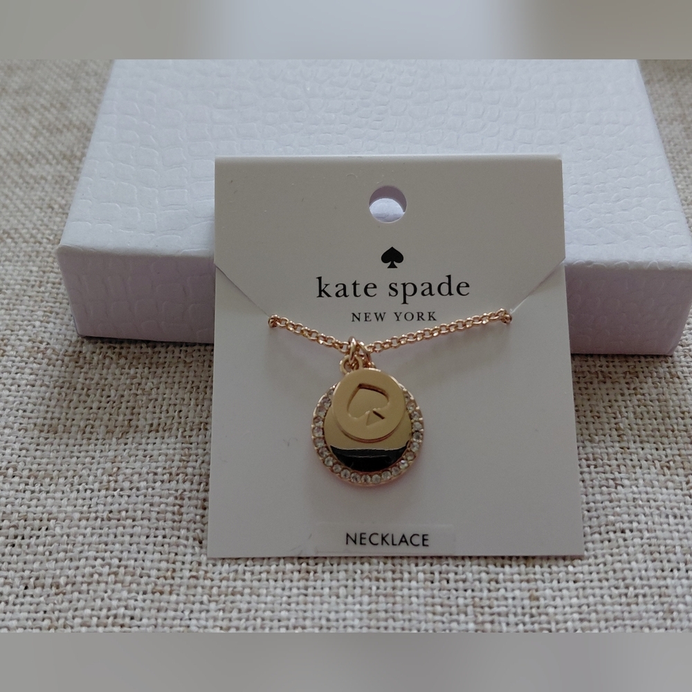 Kate Spade Rose Gold and Crystal Pendant Necklace